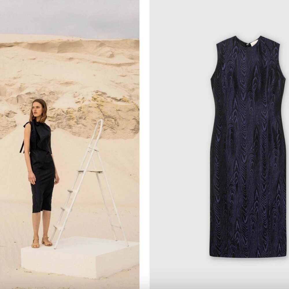 Maria de la Orden Navy Dress with removable cape